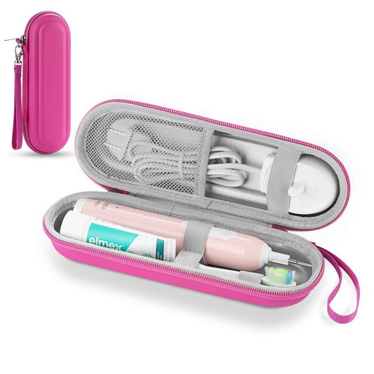 TYSORETY Toothbrush Travel Case for Oral B/Oral-B Pro 1000 1500 5000 7000 & Philips Sonicare 4100 1100 5300 5100 6100/iO Electric Toothbrush, Hard Protective Storage Bag (Pink)