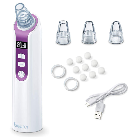 Beurer Blackhead Remover Pore Vacuum with 3 Suction Head Attachments & 5 Suction Levels, for All Skin Types - Blackhead Vacuum for Deep Cleansing, FC41