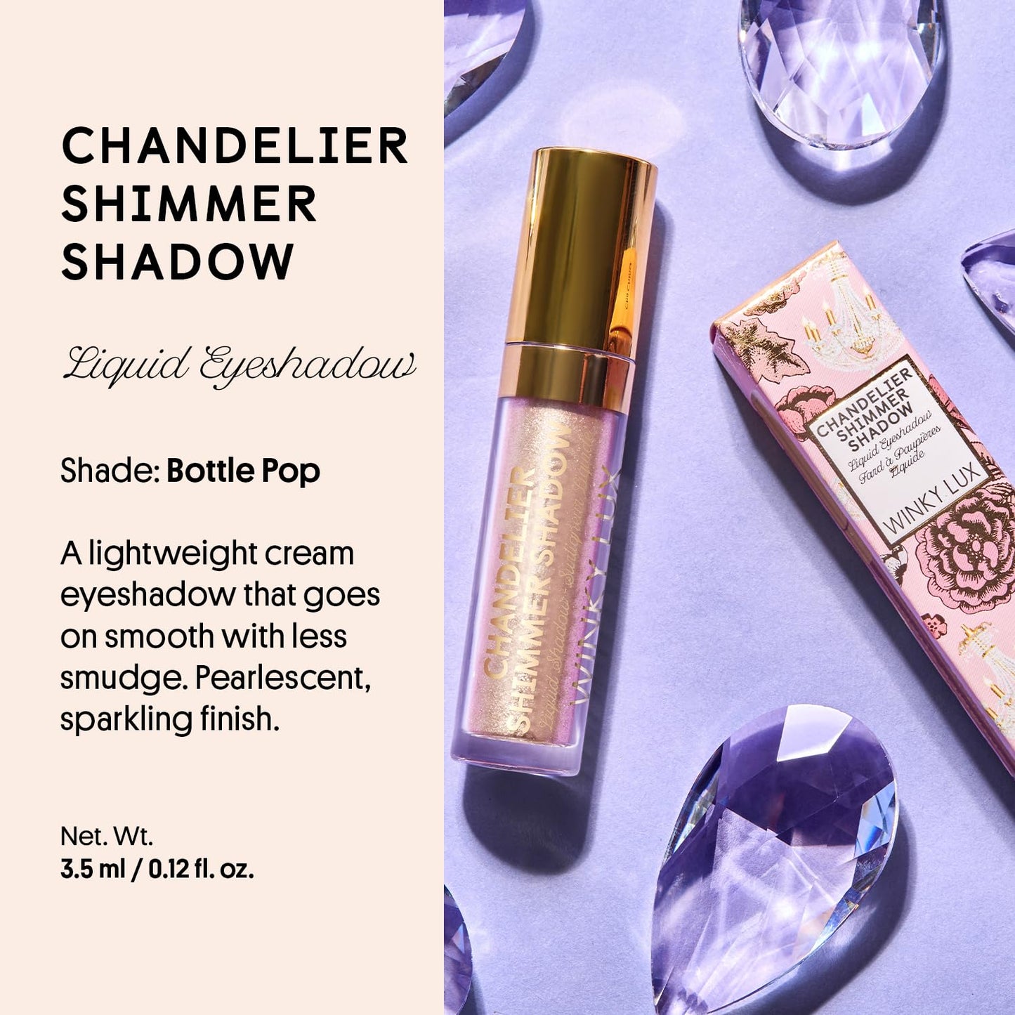 Winky Lux Chandelier Shimmer Shadow, Glitter Eyeshadow, Cream Eyeshadow, Liquid Eyeshadow, Gold, Bottle Pop