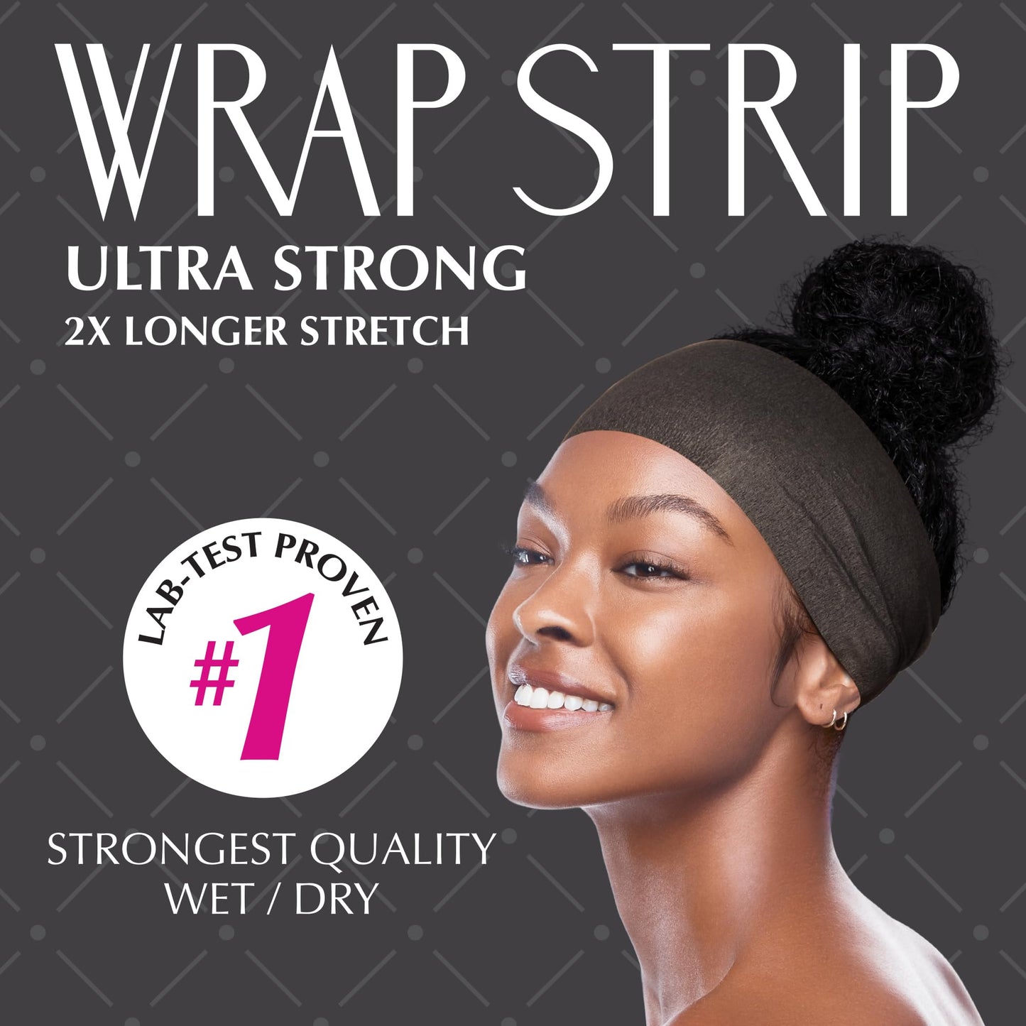 Red by Kiss Wrap Strip, Ultra Strong 2X Longer Stretch Wide Styling Wrap, 44 Strips, Wrap Strip for Natural Hair and Molded Styles, Suitable for Wet/Dry Hair, Black-3.5" (6 PACK)