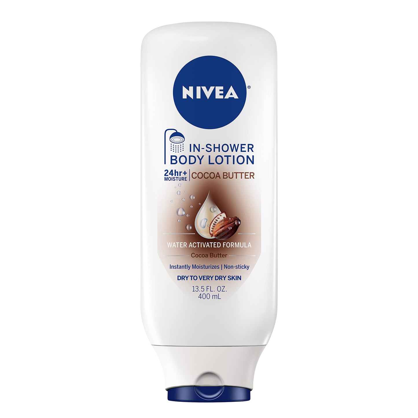 NIVEA Cocoa Butter In Shower Lotion, Body Lotion for Dry Skin, 3 Pack of 13.5 Fl Oz Bottles