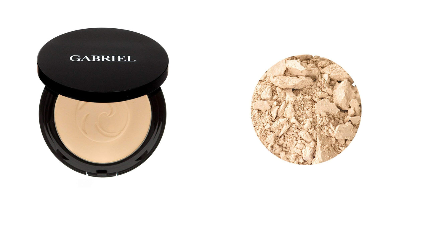 Gabriel Cosmetics About Face Set- Dual Powder Foundation (Medium Beige), 3-in-1 Multi Pot (Dahlia), Mascara (Black) and Gabriel Makeup Bag (Medium Beige SET)