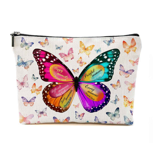 Butterfly Gifts for Women Inspirational Gifts for Friends Christian Bible Gifts Butterfly Lover Makeup Bag Zipper Organizer Cosmetic Bag Travel Accessories for Birthday Gift to Daughter Sister BFF