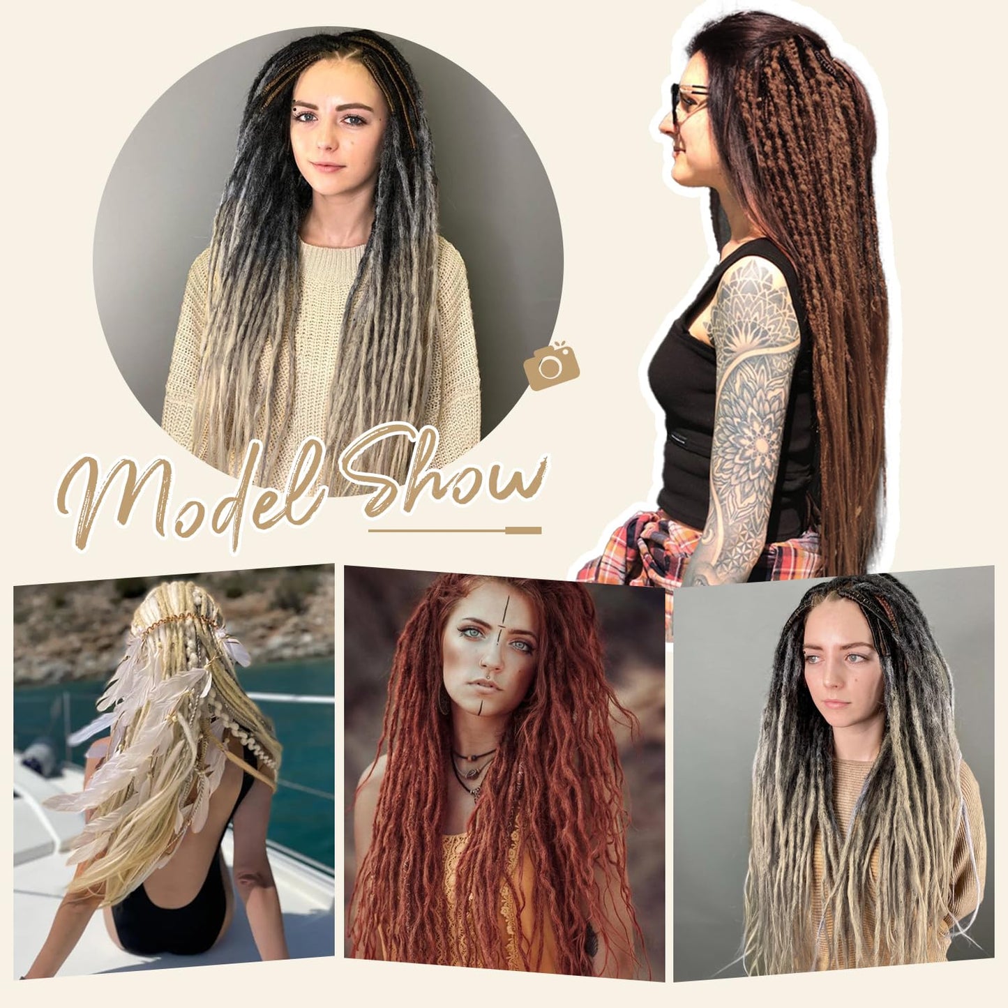 WIGNEE 24 Inches Double Ended Dreadlock Extensions Straight Synthetic Dreadlock Extensions 10 Strands Dreads Extensions (24 Inch,MT1B/30)