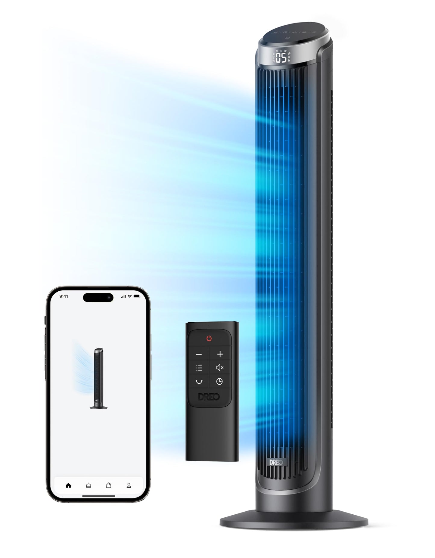 Dreo Tower Fan Bundle with Smart WiFi Alexa Google Control, Oscillating Quiet Bladeless Fans, 4 Modes 8H Timer, 90° Oscillation 26ft/s Velocity