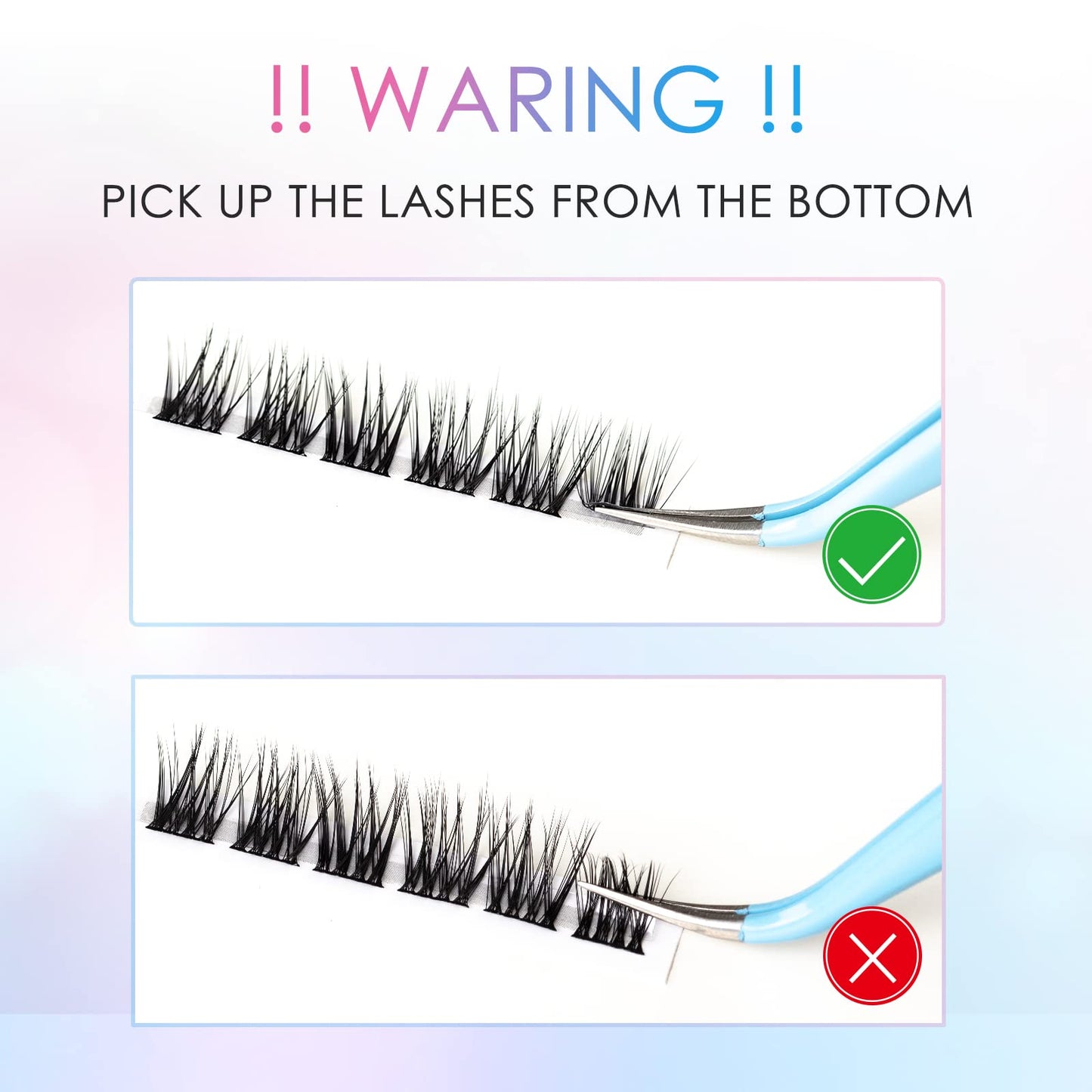 LANKIZ DIY lash Extensions Wispy, Lash Clusters Individual Lash Extensions, D Curl Soft and Lightweight 10-16mm Mix Resuale Wide Band+Mix Style Cluster Lashes for Home use (Hybrid D+Classic D)