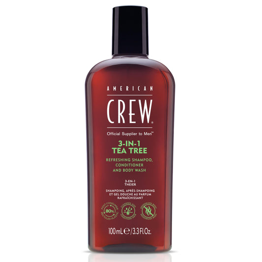 American Crew Shampoo, Conditioner & Body Wash for Men, 3-in-1, Tea Tree Scent, 3.3 Fl Oz