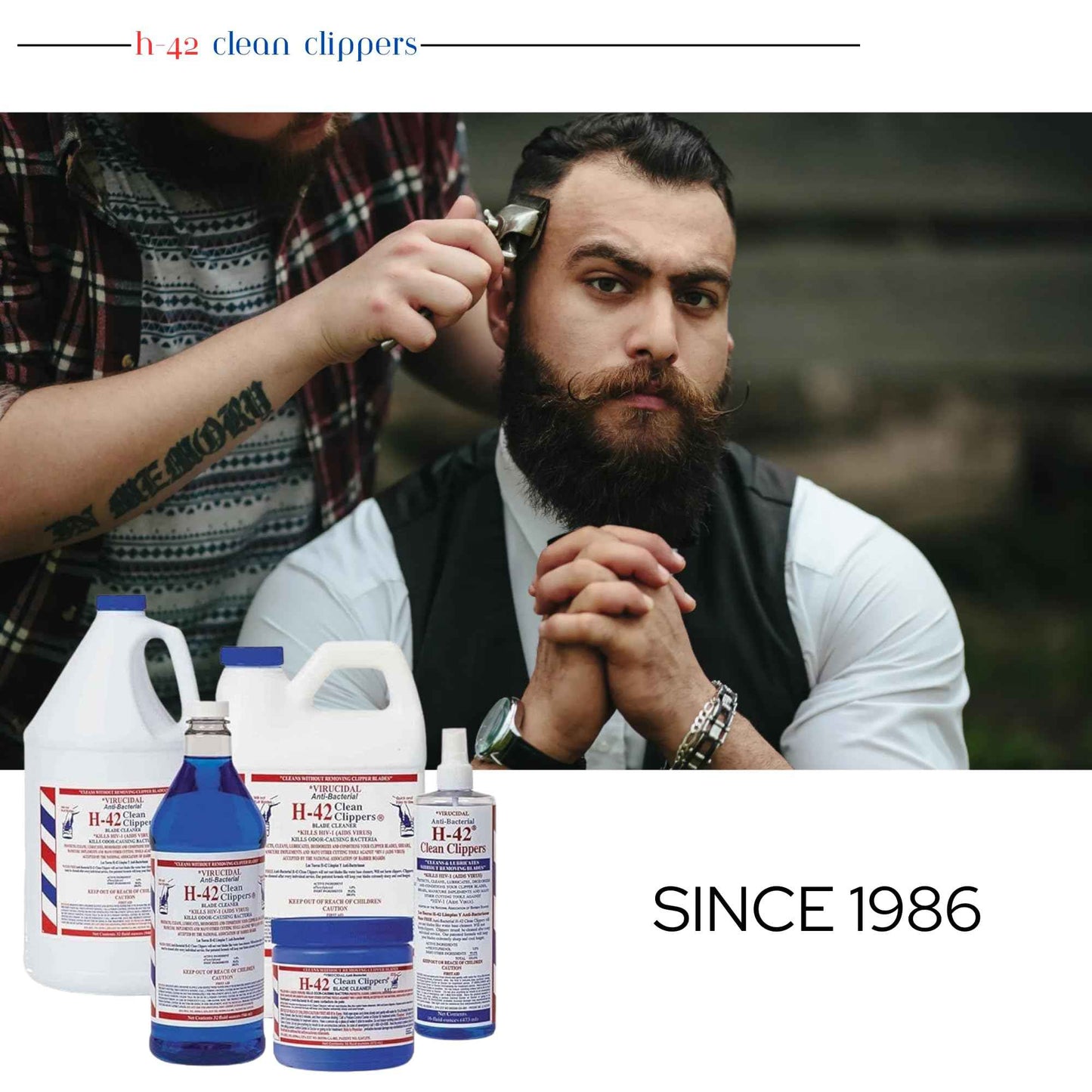 Skin Revolution H-42 Clean Clippers Blade Cleaner with Brush - 8oz Bottle (2 Pack)