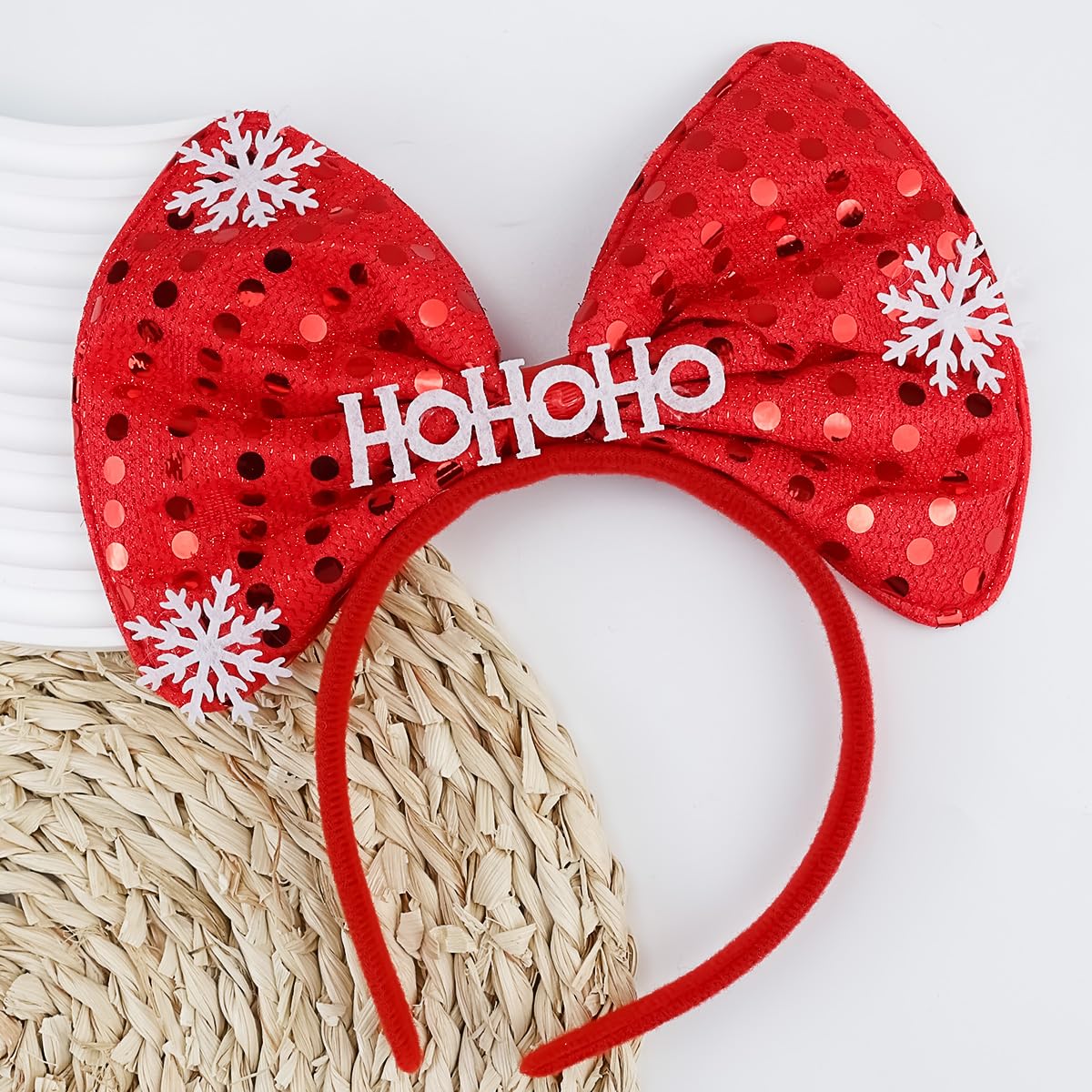 Christmas Bow Headband Red Sequin Bow Hair Hoop Cute Big Bows Hair Band Winter Xmas Headbands Holiday Party Gifts Hair Accessory For Women And Kids