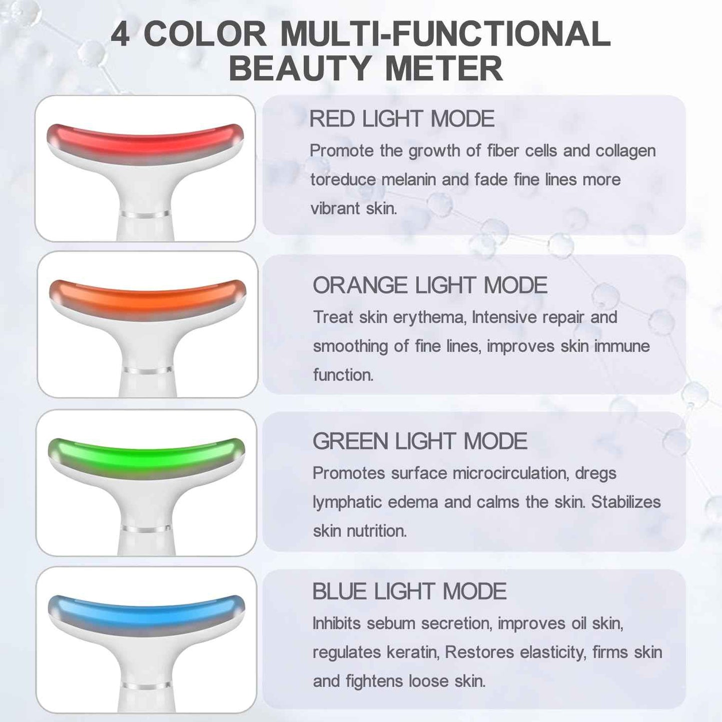 Youngfocus Face-Neck Massager, Vibration, Cooling and Thermal Functions for RedLight Therapy Skin Care, Anti-Aging Facial Massager Wand Improve, Lift, Tightening and Smooth (White)