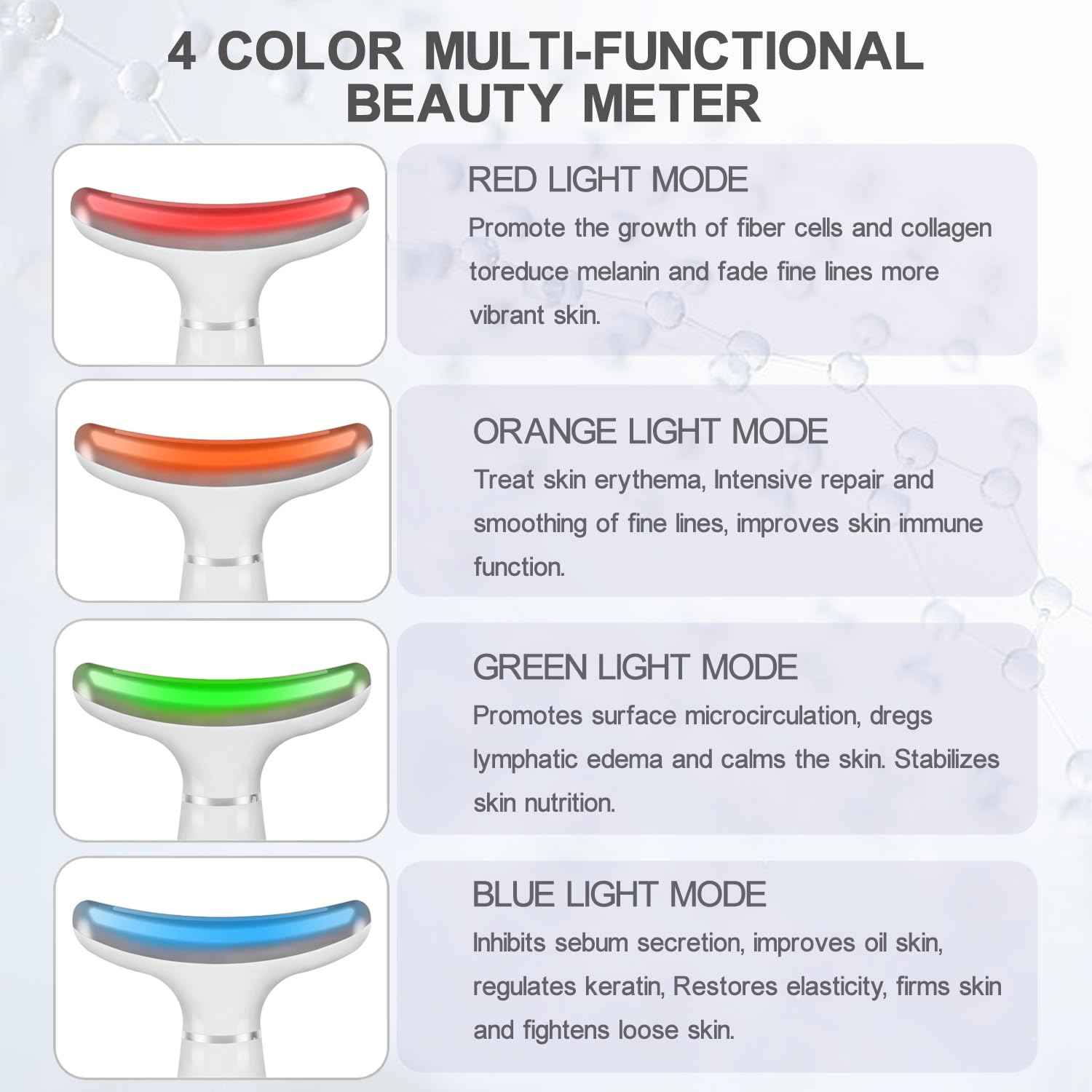 Youngfocus Face-Neck Massager, Vibration, Cooling and Thermal Functions for RedLight Therapy Skin Care, Anti-Aging Facial Massager Wand Improve, Lift, Tightening and Smooth (White)