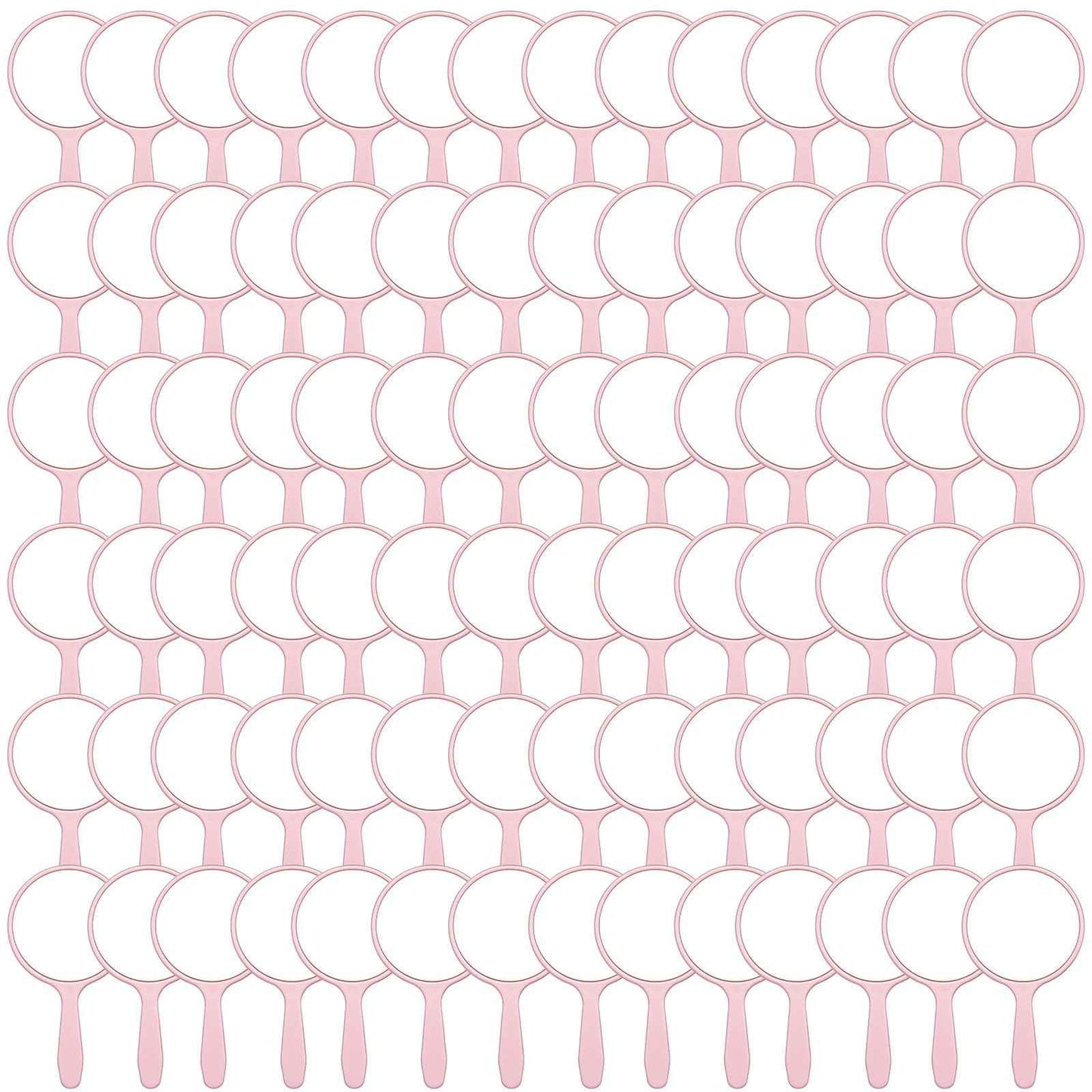 Vinsot 100 Pcs Handheld Mirror Bulk Small Hand Compact Mirrors with Handle Plastic Travel Makeup Portable 3.94 x 2.16 Inch for Birthday Dress up Wedding Practice Pronunciation (Pink)