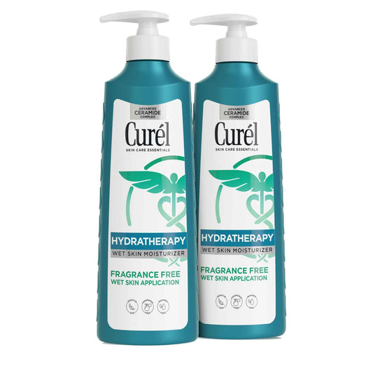 Curel Hydra Therapy In Shower Lotion, Wet Skin Moisturizer for Dry or Extra-dry Skin, with Advanced Ceramide Complex, 12 Oz, Pack of 2