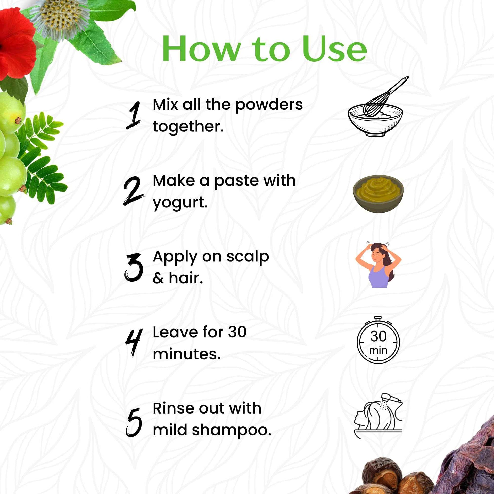 Havintha Amla Reetha Shikakai Powder For Hair - Each 250 gram (Pack of 3)