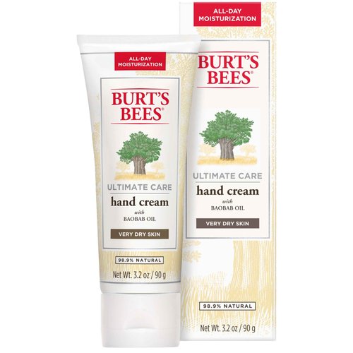 Burt's Bees Hand Cream for Dry Skin, Moisturizing Natural Lotion, Unscented, Ultimate Care with Baboab Oil, 3.2 Ounce (Packaging May Vary)