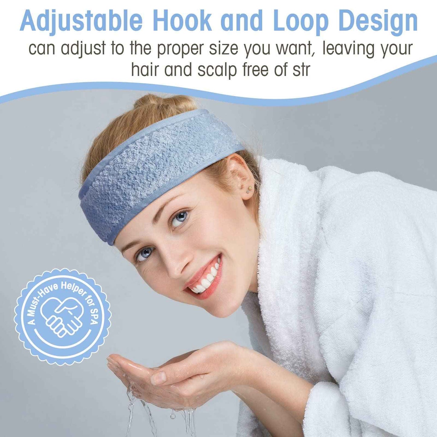 Geosar 40 Pcs Spa Headbands Bulk Spa Facial Headbands Adjustable Face Washing Headband Head Wrap Makeup Hair Wrap Double Layer Coral Fleece Hair Band for Bath Shower Sports Yoga