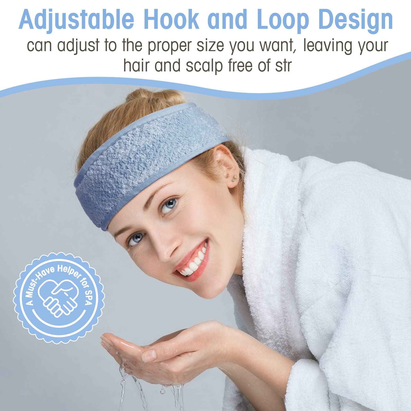 Geosar 40 Pcs Spa Headbands Bulk Spa Facial Headbands Adjustable Face Washing Headband Head Wrap Makeup Hair Wrap Double Layer Coral Fleece Hair Band for Bath Shower Sports Yoga