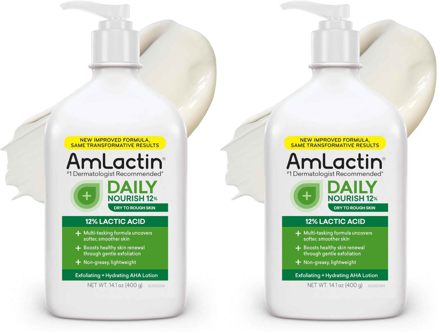 AmLactin Daily Nourish 12% - 14.1 oz Body Lotion with 12% Lactic Acid - Exfoliator and Moisturizer for Dry Skin (Packaging May Vary) (Pack of 2)