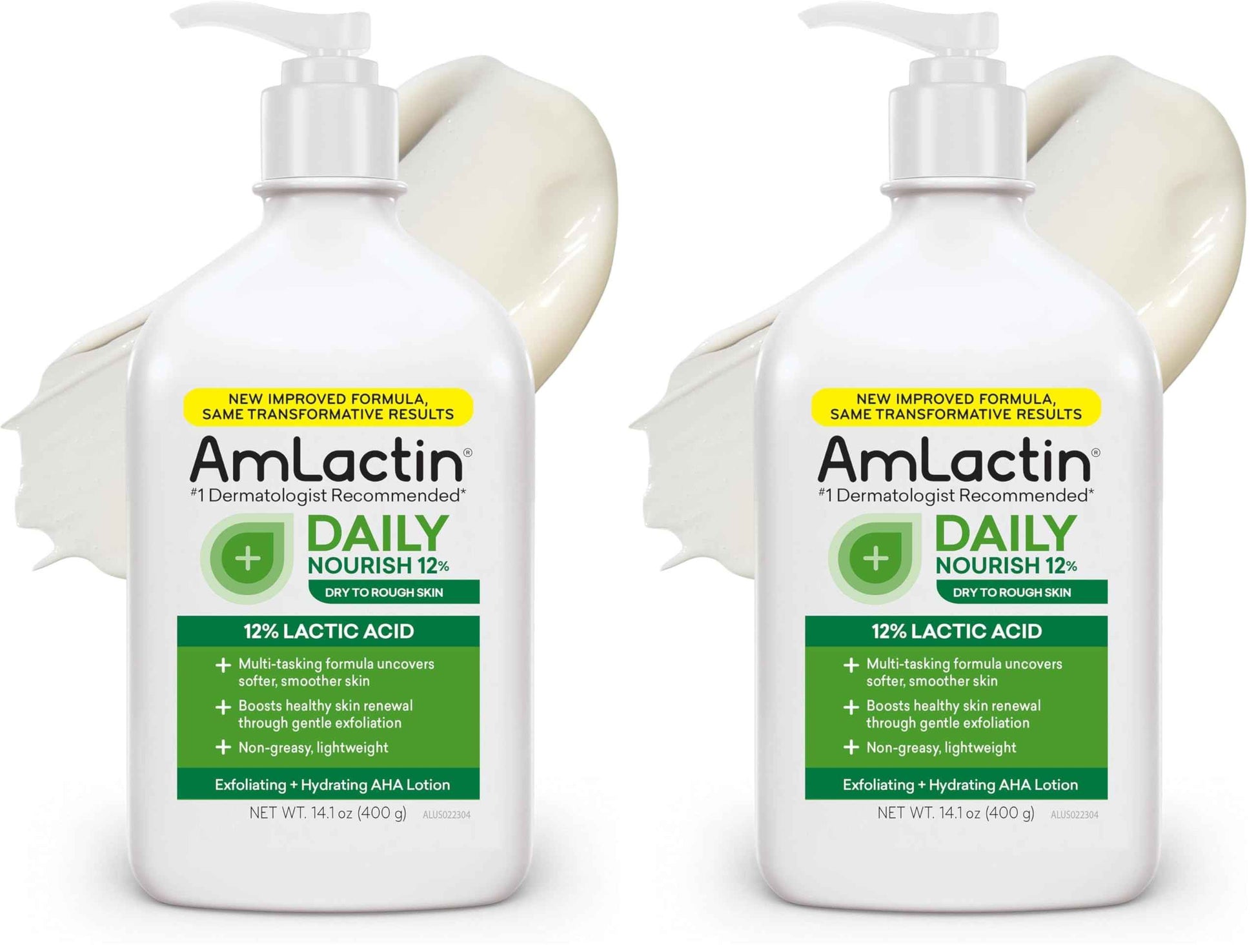 AmLactin Daily Nourish 12% - 14.1 oz Body Lotion with 12% Lactic Acid - Exfoliator and Moisturizer for Dry Skin (Packaging May Vary) (Pack of 2)