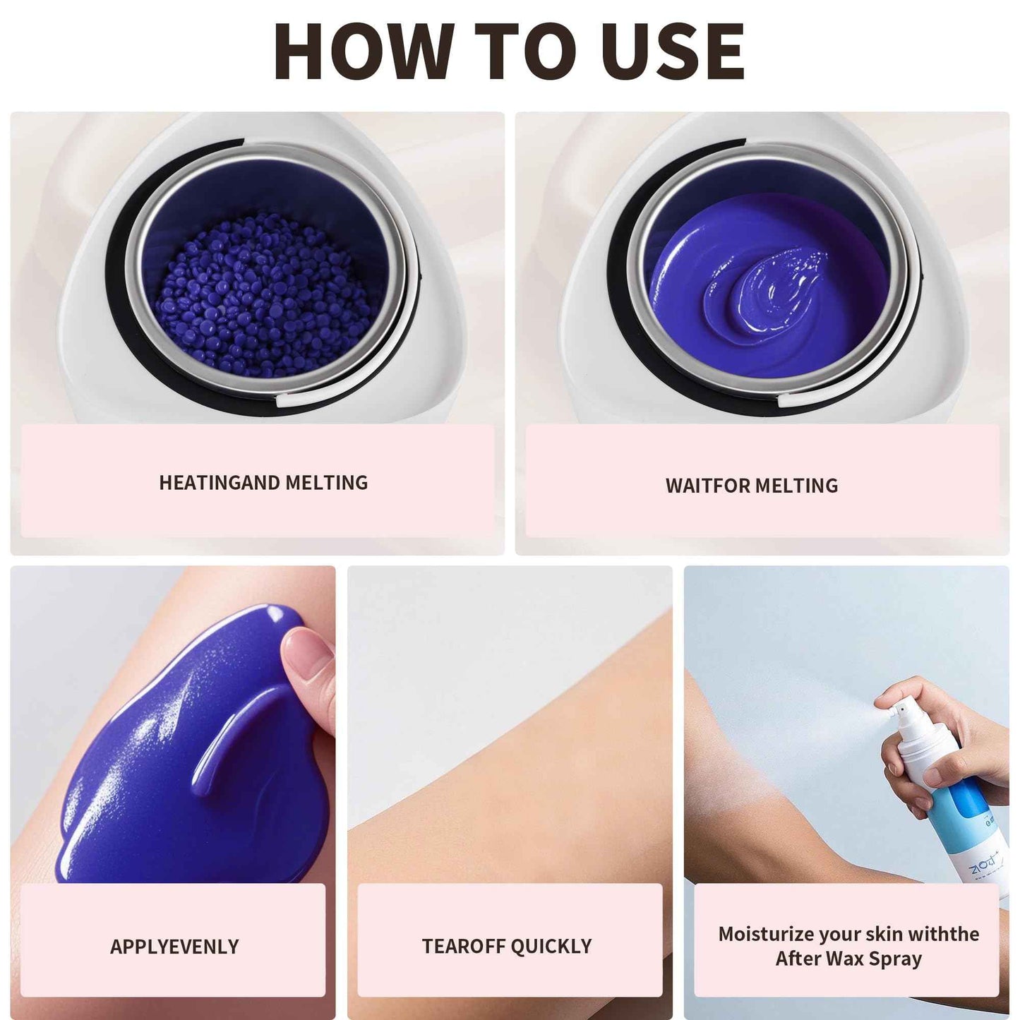 Makeforu Brazilian Waxing Kit - Bikini & Full Body Hair Removal with Digital Warmer, 4 Scented Wax Beads & 27 Silicone Tools - Home Waxing for Women & Men, Face & Body Care (White)