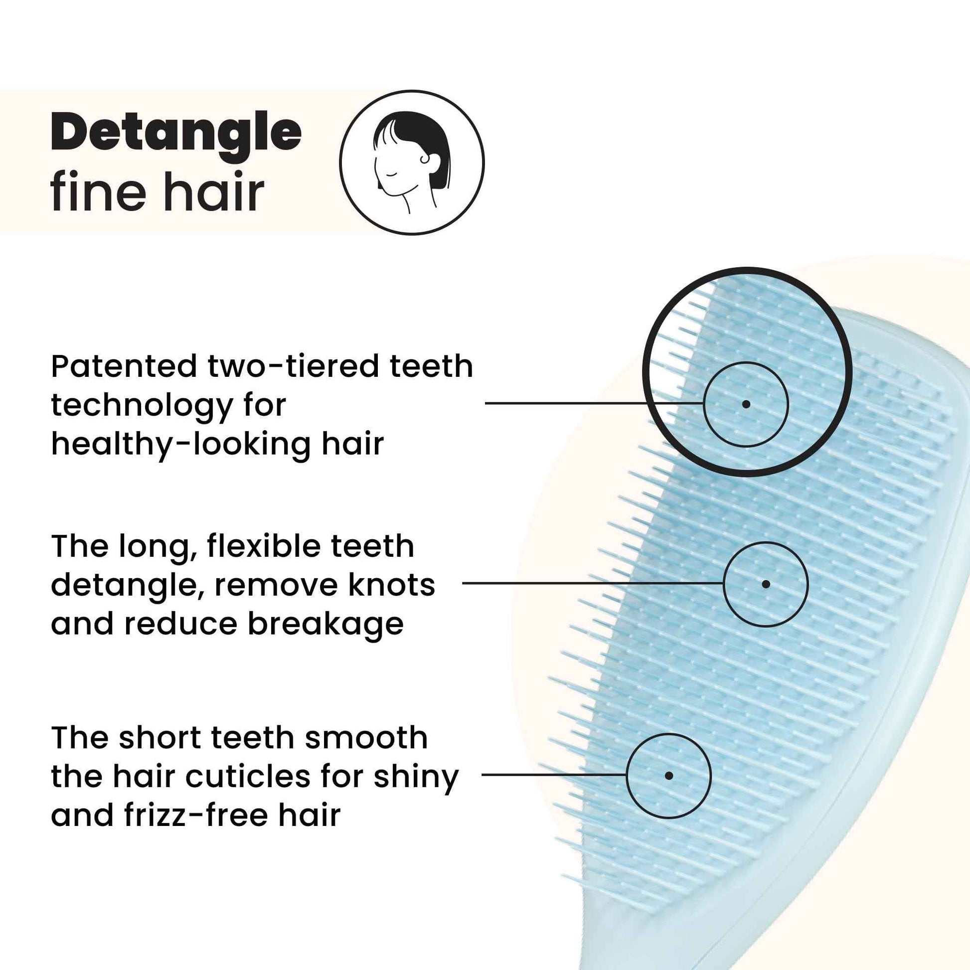 Tangle Teezer Fine & Fragile Ultimate Detangler Brush, Dry & Wet Hair Brush to Detangle & Reduce Breakage, Large, Seafoam Blue