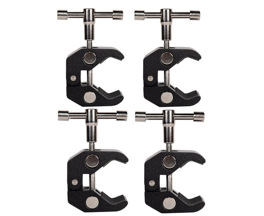 QYXINC 4Pack Super Clamp with 1/4 and 3/8 Thread for Photography,Camera Monitor, Plate Glass,LED Light, Umbrellas,Hooks, Shelves, Cross Bars,Photo Accessories