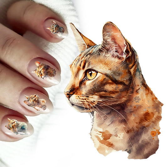 Nail Stickers Decals (5 Sheets) FLONZNAIL Adorable Cats and Kittens Vintage Styled Nail Decor