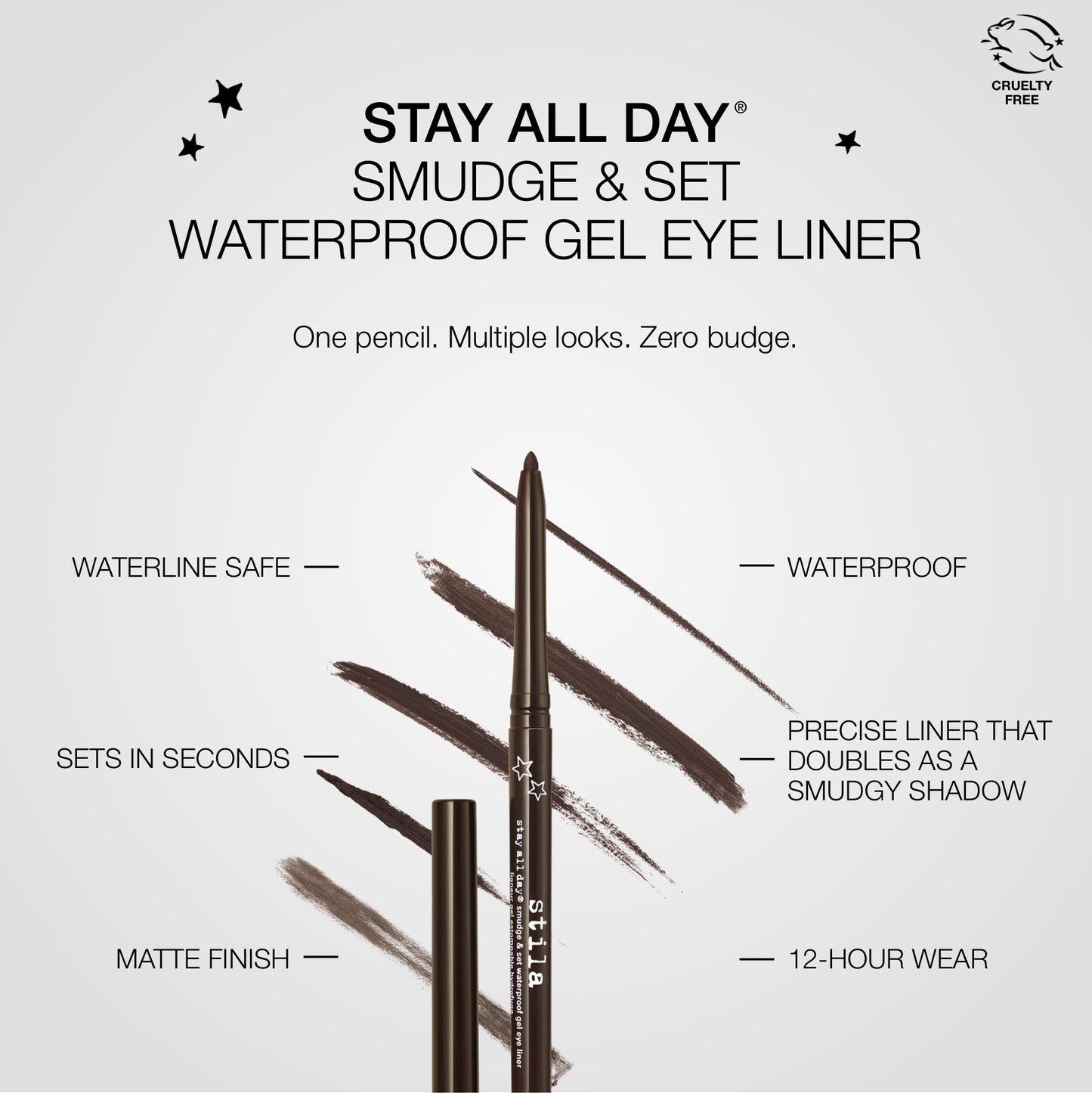 stila Stay All Day® Smudge & Set Waterproof Gel Eye Liner | Waterline-Safe, Long-Lasting Color Wear, Smooth Glide Eyeliner Pencil or Eyeshadow | Damsel Dark Brown