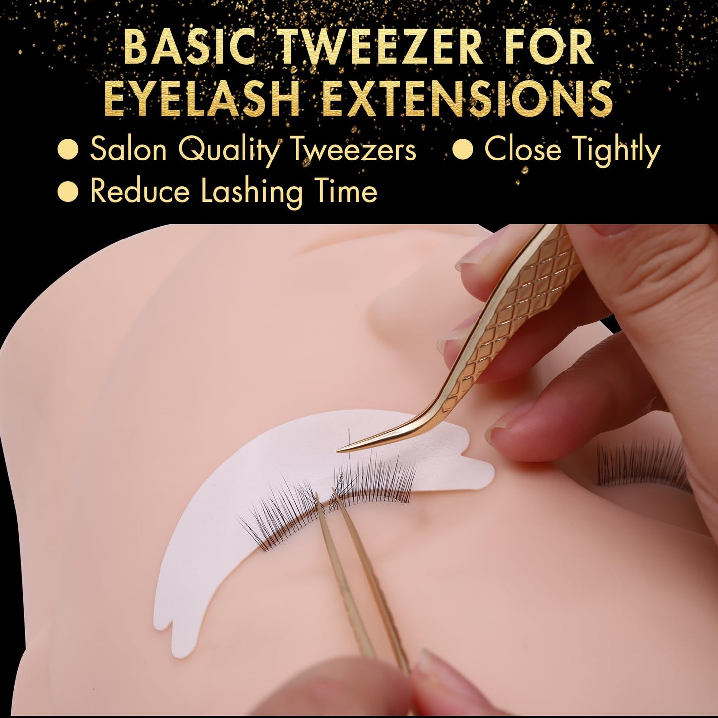 Miuffue Curved Eyelash Extension Tweezers Precision Lash Extension Tweezers for Making Volume And Classic Fans (Gold)