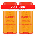 Mando Whole Body Deodorant For Men - Smooth Solid Stick - 72 Hour Odor Control - Aluminum Free, Baking Soda Free, Skin Safe - 2.6 Ounce (Pack of 2) - Bourbon Leather