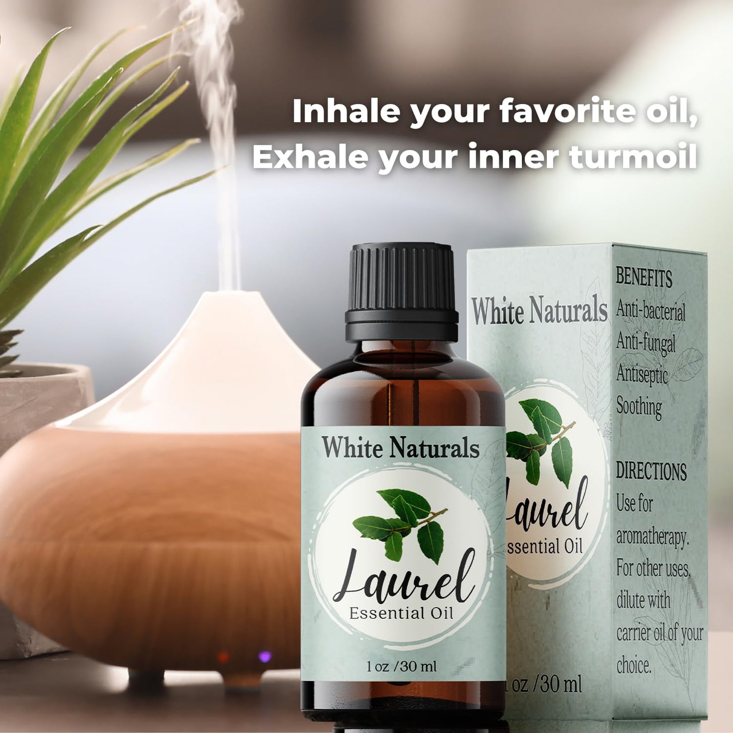 White Naturals Organic Laurel Leaf Essential Oil, 100% Pure Therapeutic Grade Undiluted Natural/Homeopathic Aromatherapy Scented Bay Essential Oil for Diffuser, Vegan Cruelty-Free 1 oz