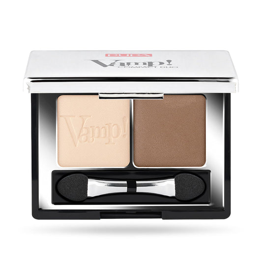 Pupa Milano Vamp! Eyeshadow Compact Duo 005 Milk Chocolate - Light, Smooth, Blendable, Cream Compact Shadow - Stunning, Colorful, Pigmented Shade - Paraben-Free Formula - 0.078 oz