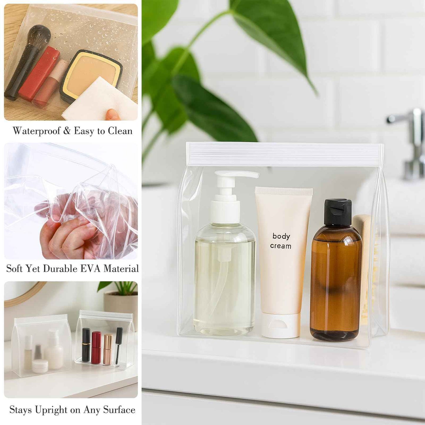 30 Pack Mini Clear Makeup Bag Organizer Cosmetic Zipper Pouch TSA Approved Small Travel Pouches for Toiletries Transparent EVA Reusable Water-resistant Plastic Clear Gift Bags Bulk, 6” x 5” x 1.5”