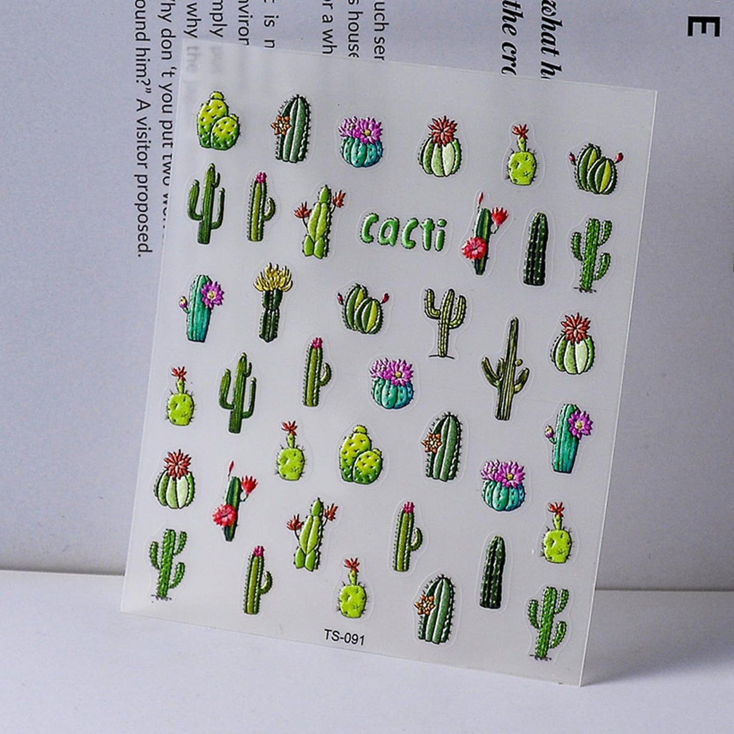 Summer Cactus Nail Art Stickers 5D Embossed Tropical Cactus Nail Decals Cute Cactus Nails Adhesive Stickers Nail Art Supplies Cactus Stickers for Nails Women DIY Manicure Decorations