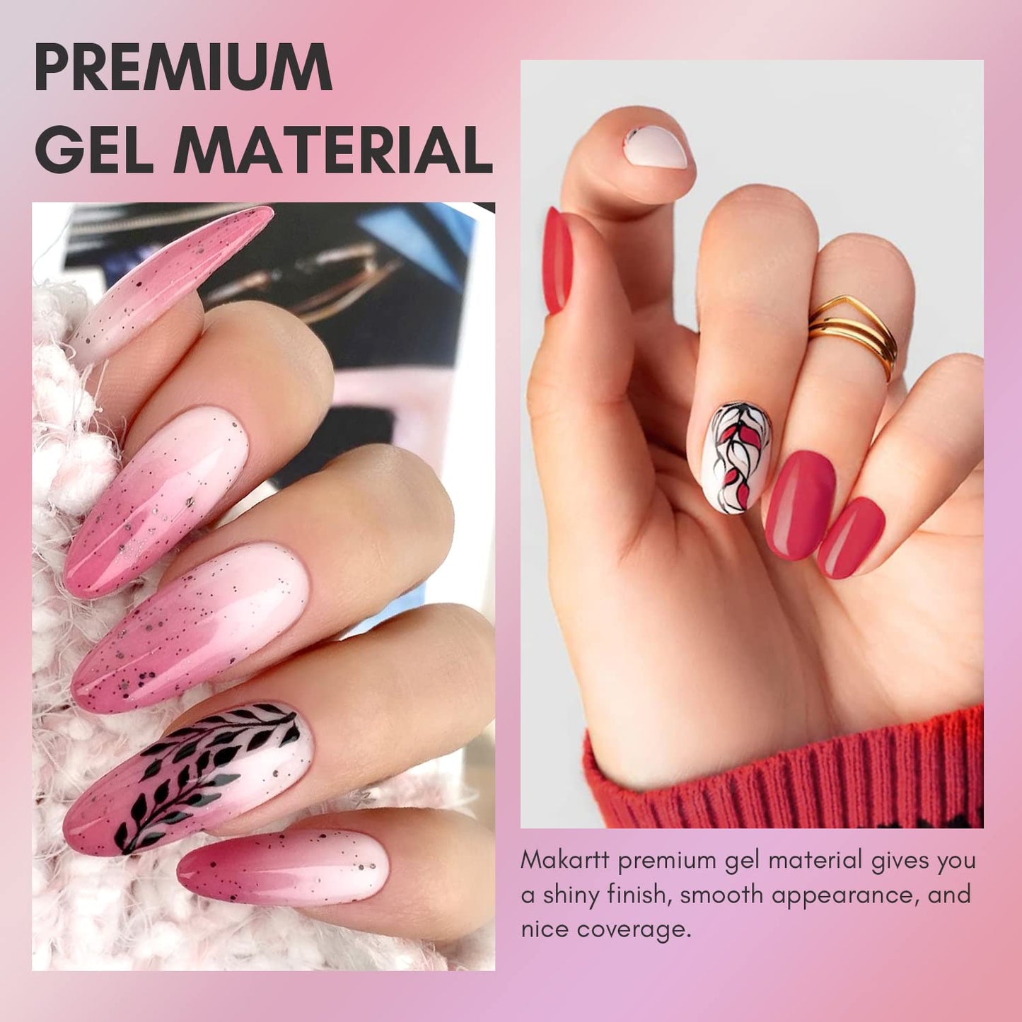 Makartt Gel Nail Polish Kit, 6 Colors Gel Nail Polish Set Pink Wine Red Purple Summer Color Soak Off UV Gel Nail Polish 10ml Nail Polish Gel For Nail Art Salon DIY at Home.