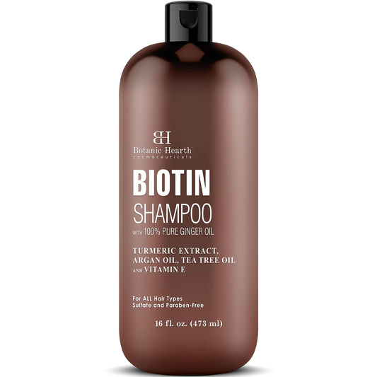 BOTANIC HEARTH Biotin Shampoo with Ginger Oil & Keratin - for Hair Loss and Thinning Hair - Promotes Hair Growth, Sulfate & Paraben Free, for Men and Women - 16 fl oz