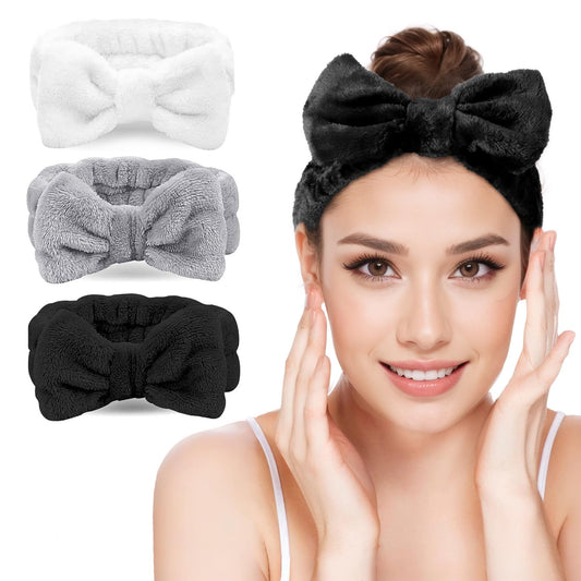 LADES Teen Girls Fuzzy Skincare Headband - Face Washing Hair Band Terry Cloth Headbands for Washing Face