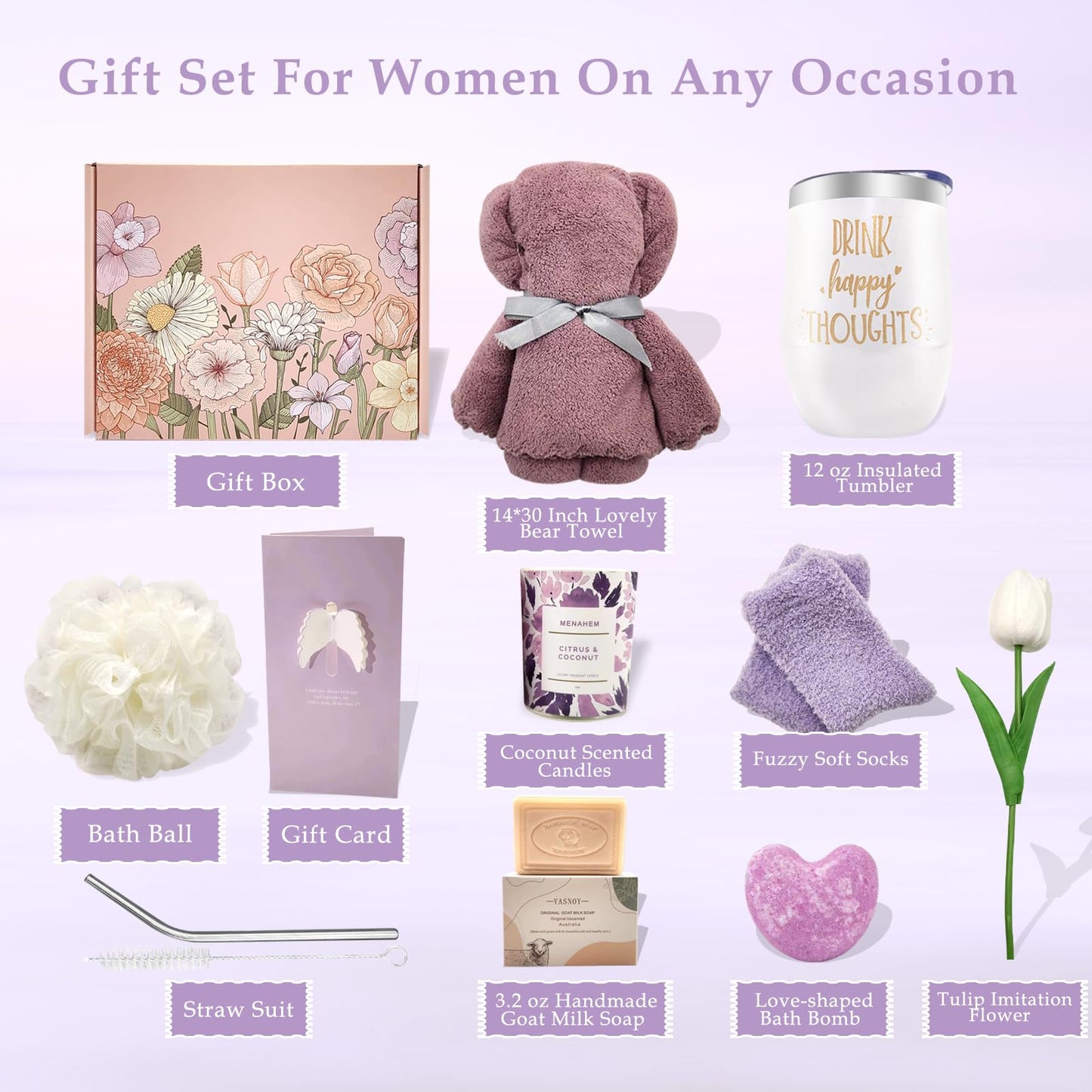 Gifts for Women, Mother's Day Gifts for Mom Grandma Sister Wife Best Friend,Self Care Spa Relaxing Gift Baskets for Her, Get Well Soon Christmas Birthday Presents for Women Who Have Everything