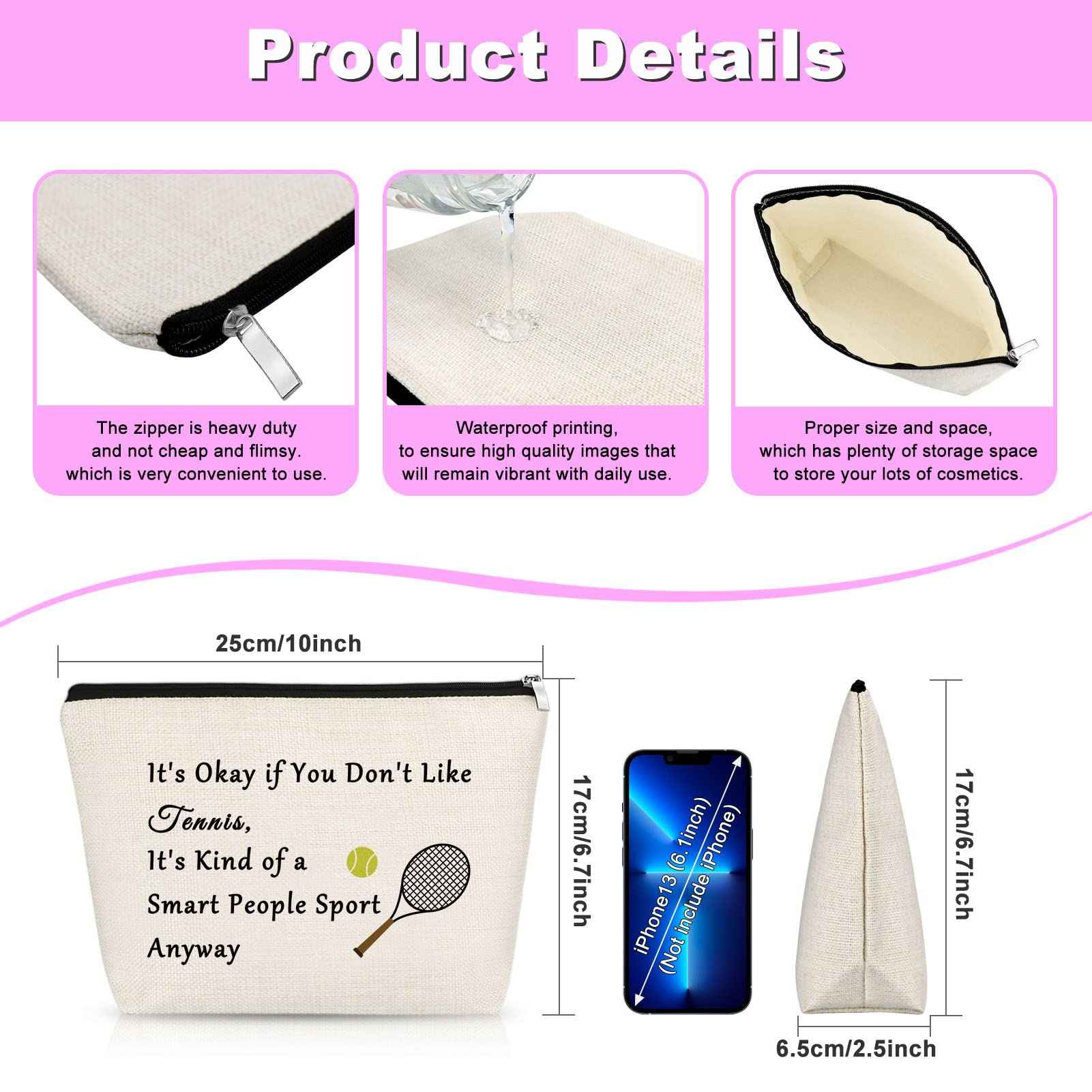 Funny Tennis Lover Gift Makeup Bag Tennis Player Gift Cosmetic Bag Tennis Bag Inspirational Gift For Tennis Player Tennis Gifts For Her Graduation Gift For Tennis Girl Cosmetic Pouch Christmas Gift
