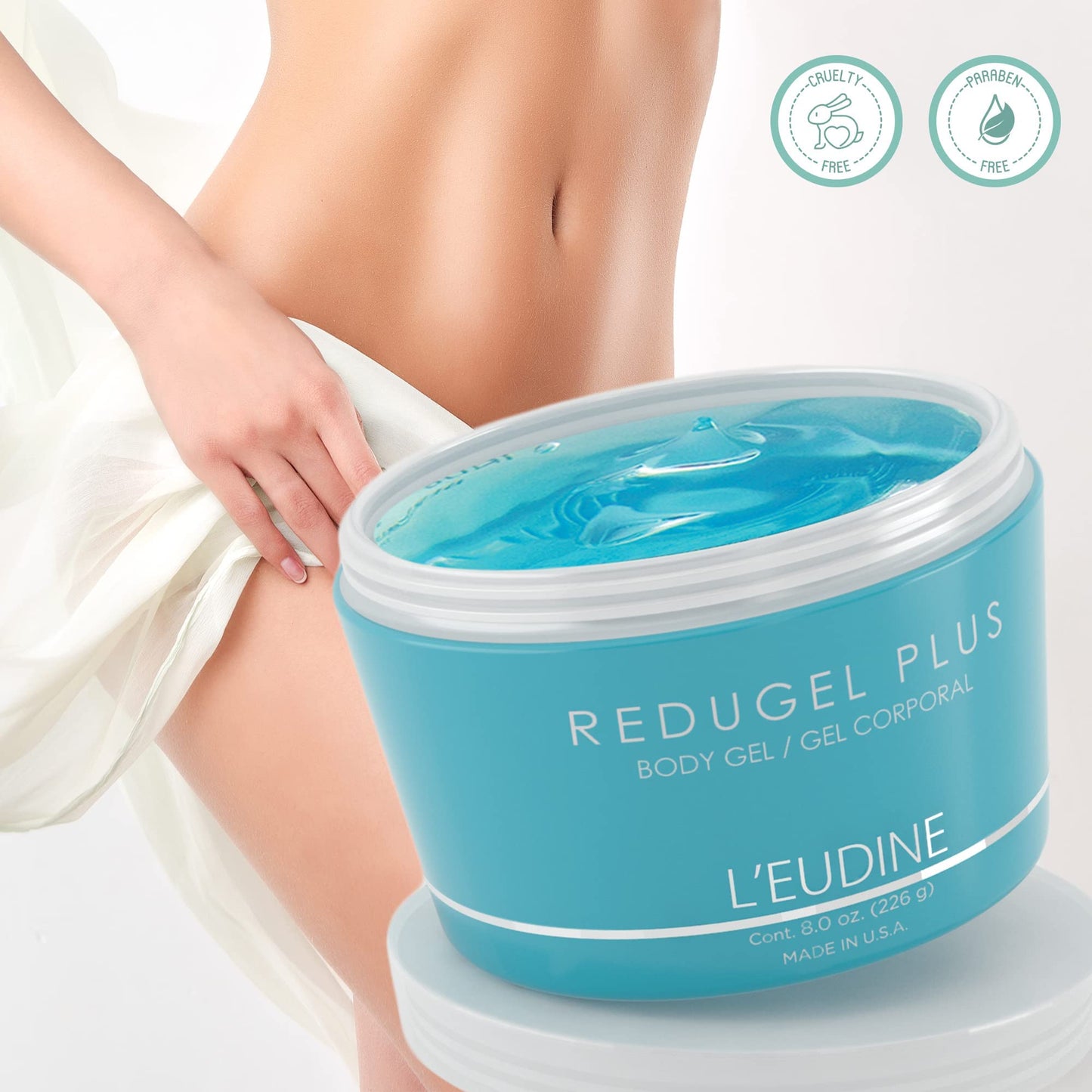 L’EUDINE Redugel Plus Skin Tightening Cream – Pack of 6 – 8oz Anti Cellulite Cream with Mint Oil, Field Horsetail, Marine Algae, Maca Extract – Powerful Non-Greasy Formula – Firming and Toned Skin