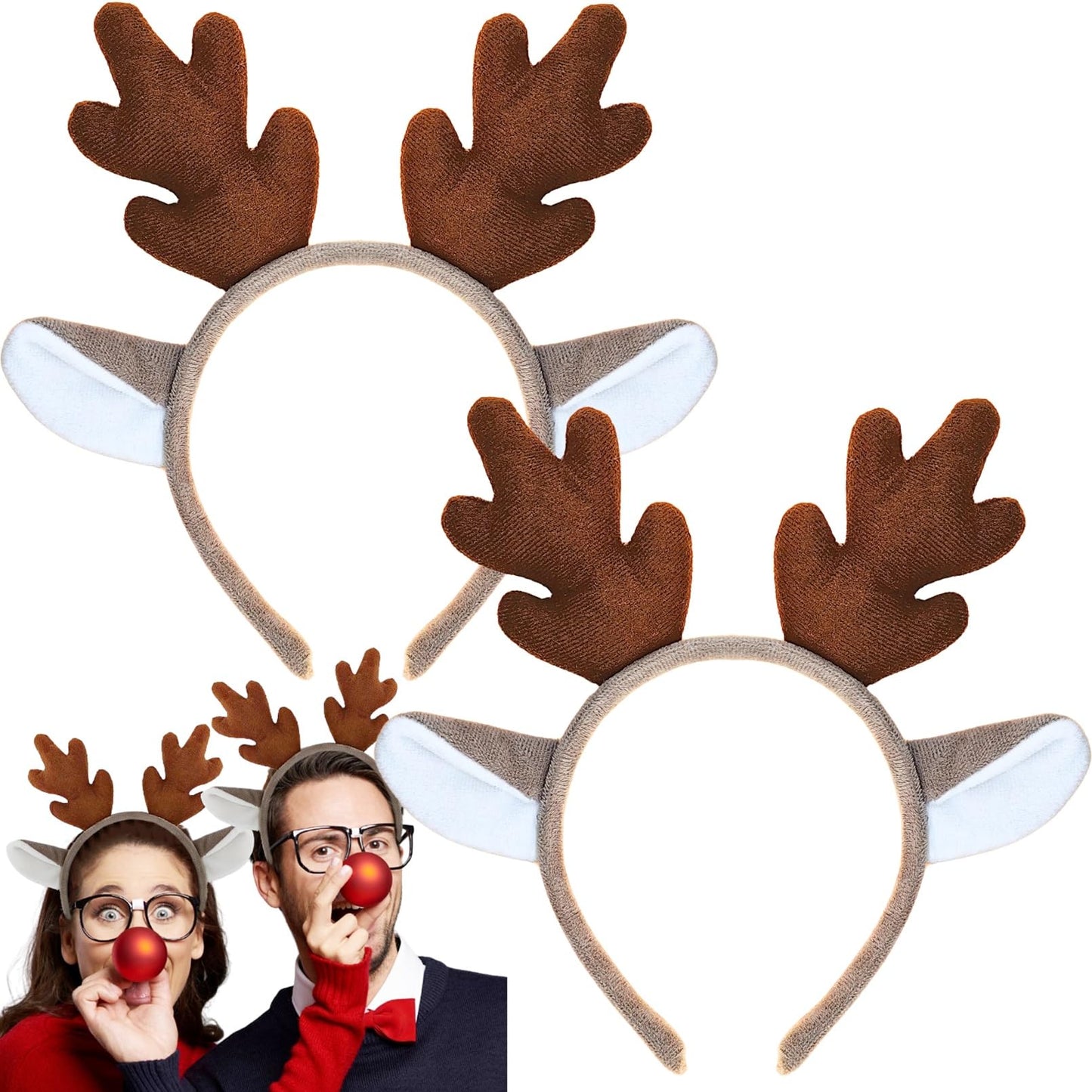 DaliDali 2 Count Reindeer Antlers Headband Antler Headband Reindeer Costume for Halloween Festival Party Hairband, Christmas Headbands for Women, Reindeer Headband, Deer Antlers Headband, 2 Count