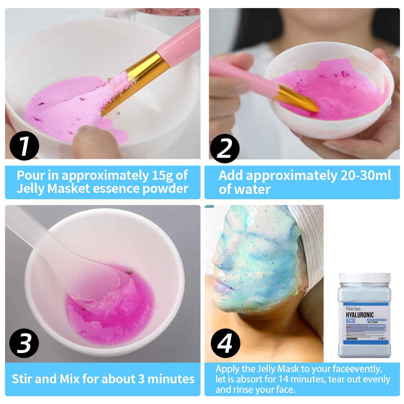 Nielies Jelly Face Mask For Facials | Bundle of 24K Gold & Vampire+ Hyaluronic Acid Hydrating And Brightening HydroJelly Masks | Vajacial