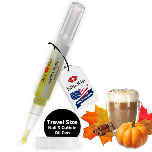 Bliss Kiss | 1 Pumpkin Spice Latte Fragrance | Nail Oil Cuticle Pen w/Vitamin E & Jojoba⏤Nail Strengthener Nail Growth Treatment for Brittle Peeling Breaking Thin Nails