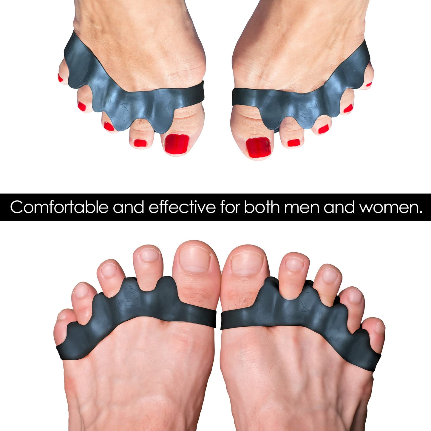 VYCE PrimalStep Toe Separators - Over 50% Thicker and More Durable than ALL Others - Doctor Recommended - Designed in the USA - 4 pack (1 Pair Size Large, 1 Pair of Size S/M)