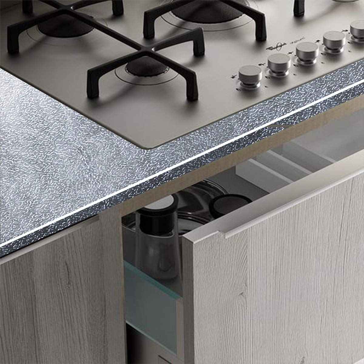 16"x354" Silver Contact Paper Metallic Look kitchen Backsplash Peel and Stick Wallpaper Oil Proof Waterproof Aluminum Foil Wall Sticker Adhesive Paper for Cabinets Shelf Liner Removable Heat Resistant