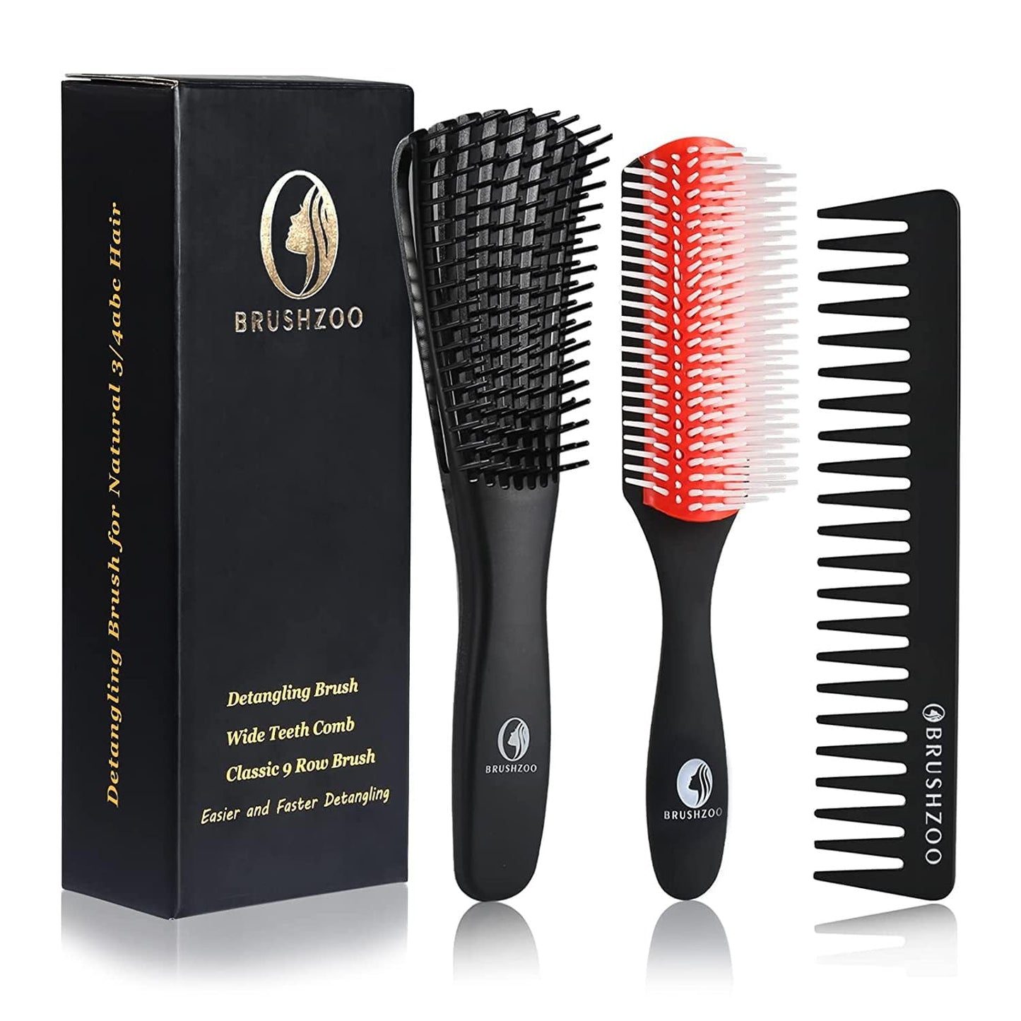 O BRUSHZOO Detangler Hair Brush for Curly Hair, Detangling Brush for Wet Dry Thick Wavy Hair, Curly Hair Brushes for Women Men Kids Styling Defining