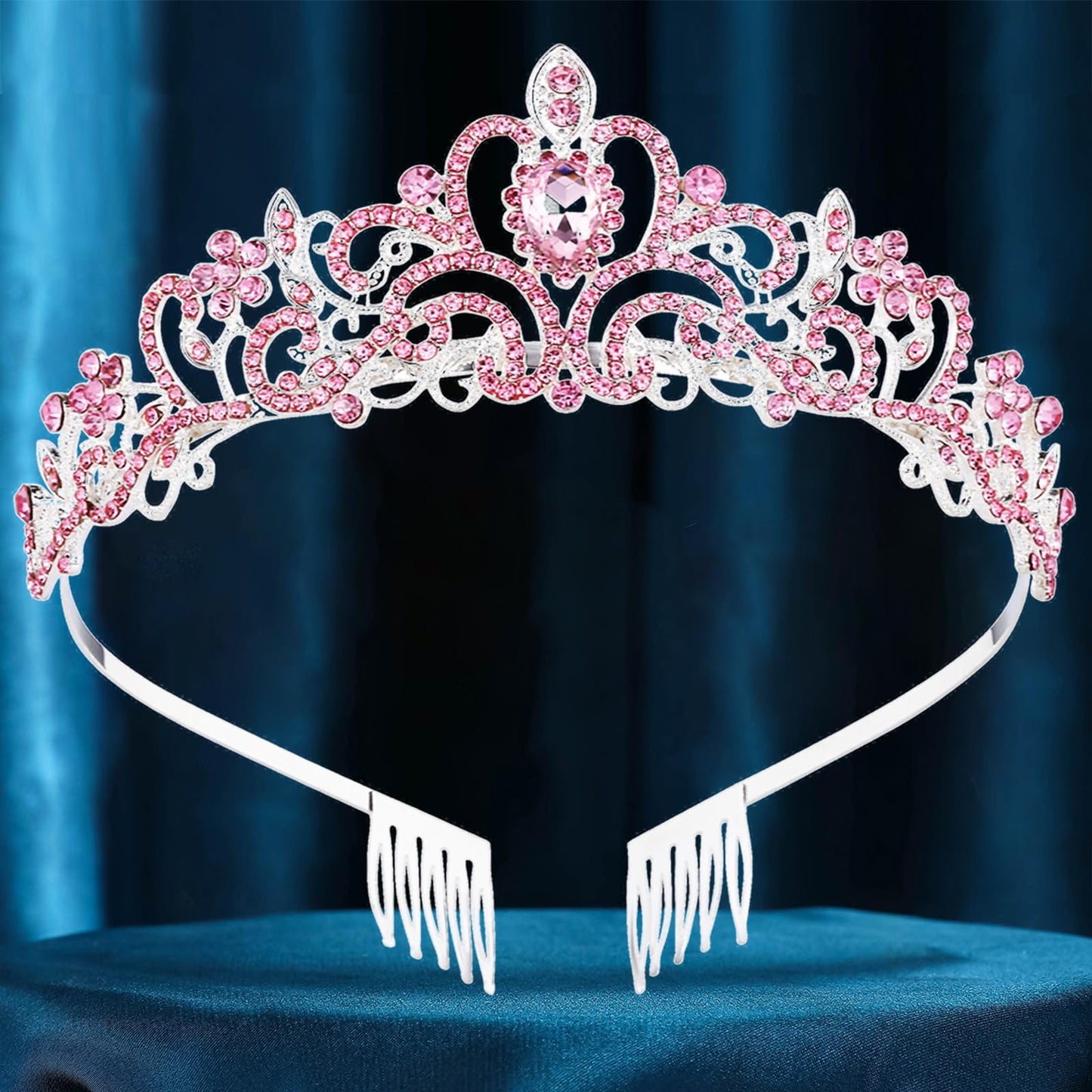 ZHENTAO Tiara Crowns for Women, 2Pcs Princess Crown for Girls Crystal Queen Tiaras for Birthday Christmas Costume Bride Wedding Prom-Silver