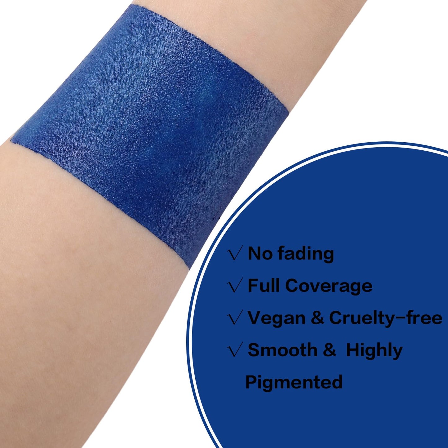 BADCOLOR Blue Face Body Paint Stick Eye Black, Royal Blue Face Painting for Softball Football Baseball Lacrosse, Professional Facepaint Makeup for Halloween Special Effects Cosplay Costume Parties