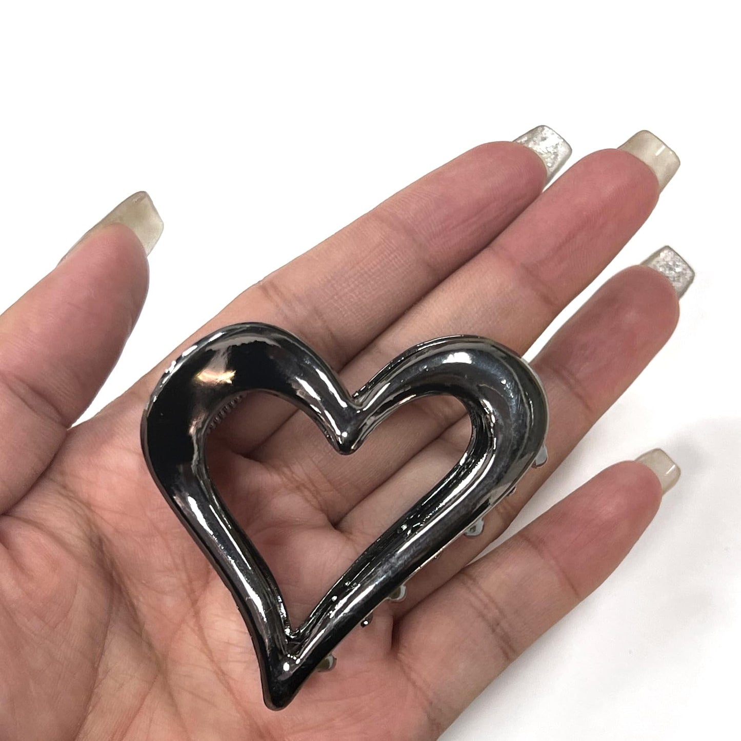 Valentine's Day Hair Clip Heart Hair Claw Clips Metal Clips for Girls Women Hair Accessories Claw Cips for Thick Hair- Perfect for Valentine's Day Daily Wear (1-black heart)