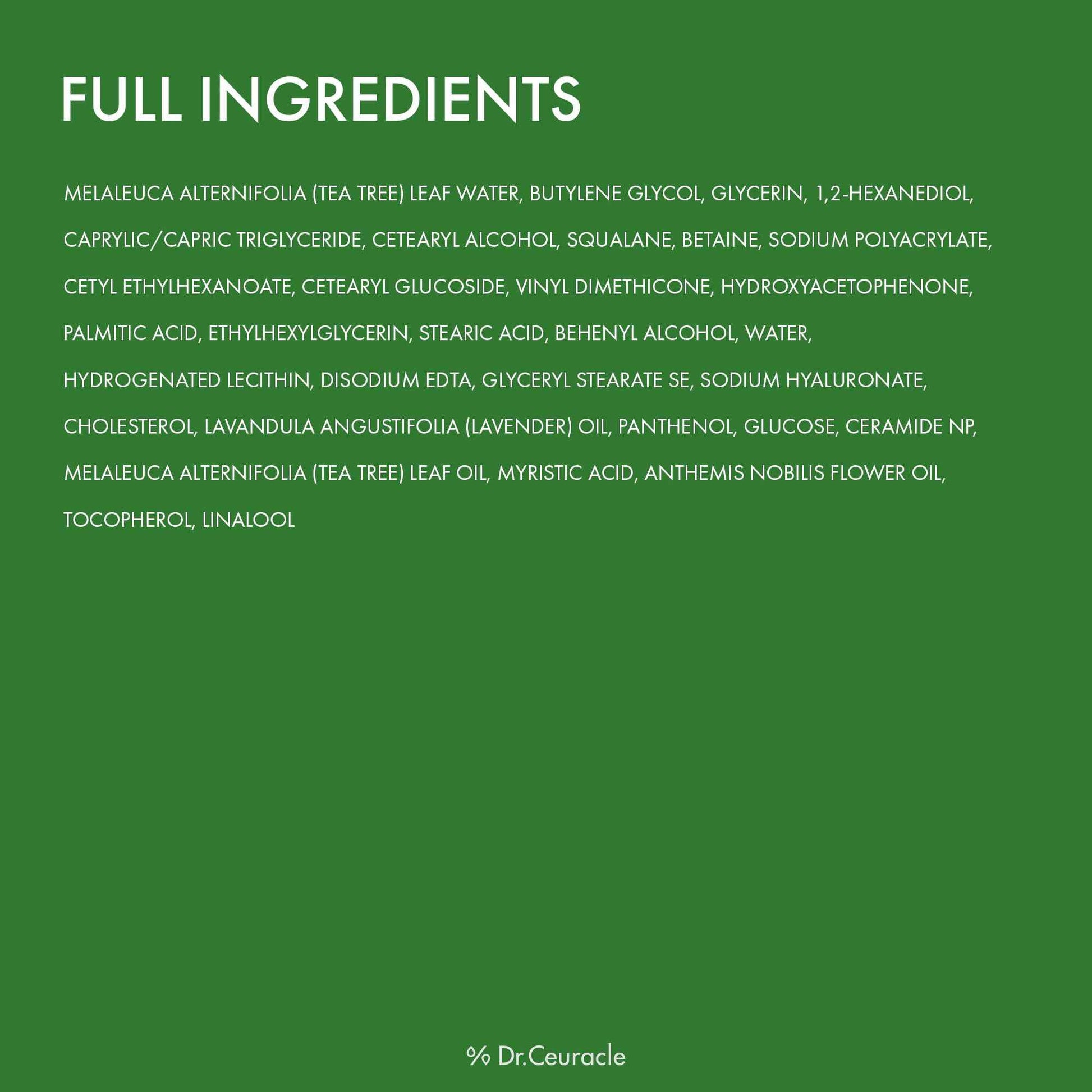 Dr.Ceuracle Tea Tree Purifine Cream - Korean Skincare Calming Moisturizer with Pantenol, Ceramide, Soothes for Sensitive Skin (50g / 1.76 oz.)